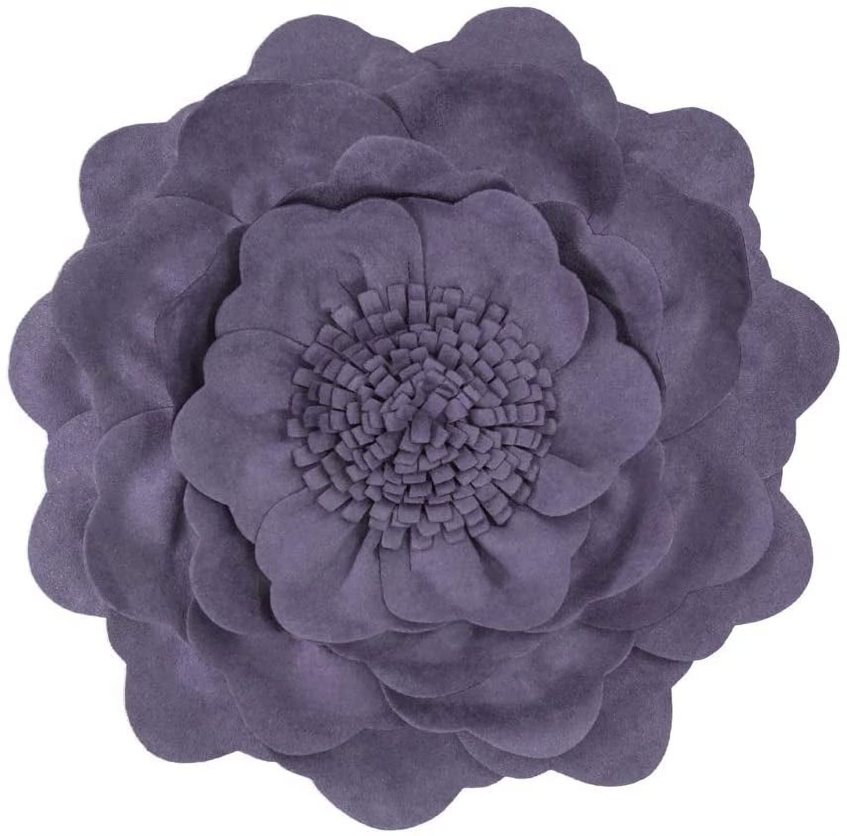 Deep Purple 3D Textured Flower Throw Pillow Soft Suede Decorative Cushion for Couch Bedroom and Living Room 14X14Inches