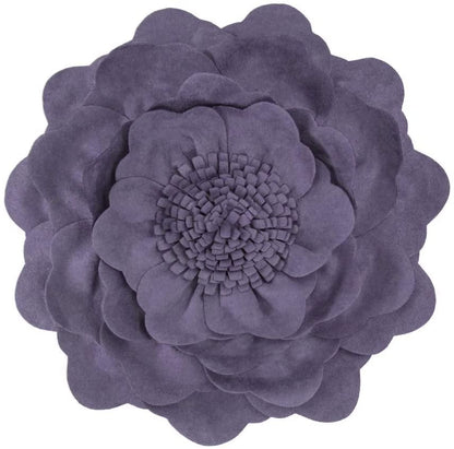 Deep Purple 3D Textured Flower Throw Pillow Soft Suede Decorative Cushion for Couch Bedroom and Living Room 14X14Inches